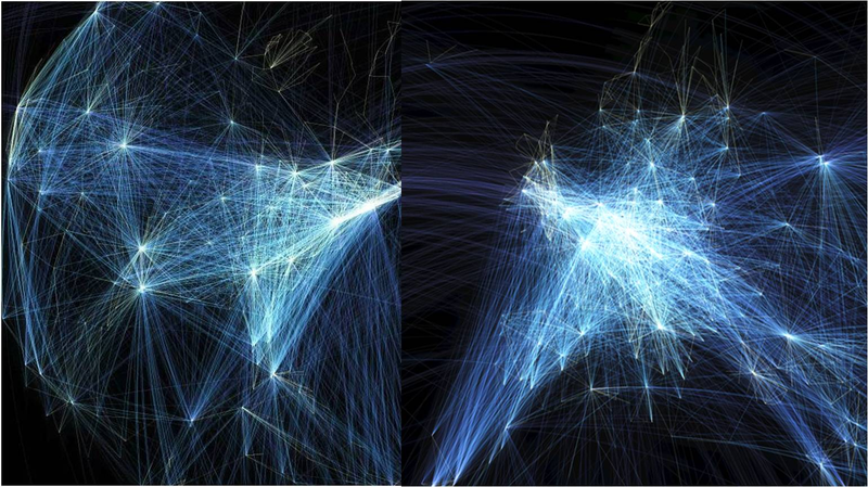 Illustration for article titled Todas las rutas de vuelo del mundo, en un fascinante mapa